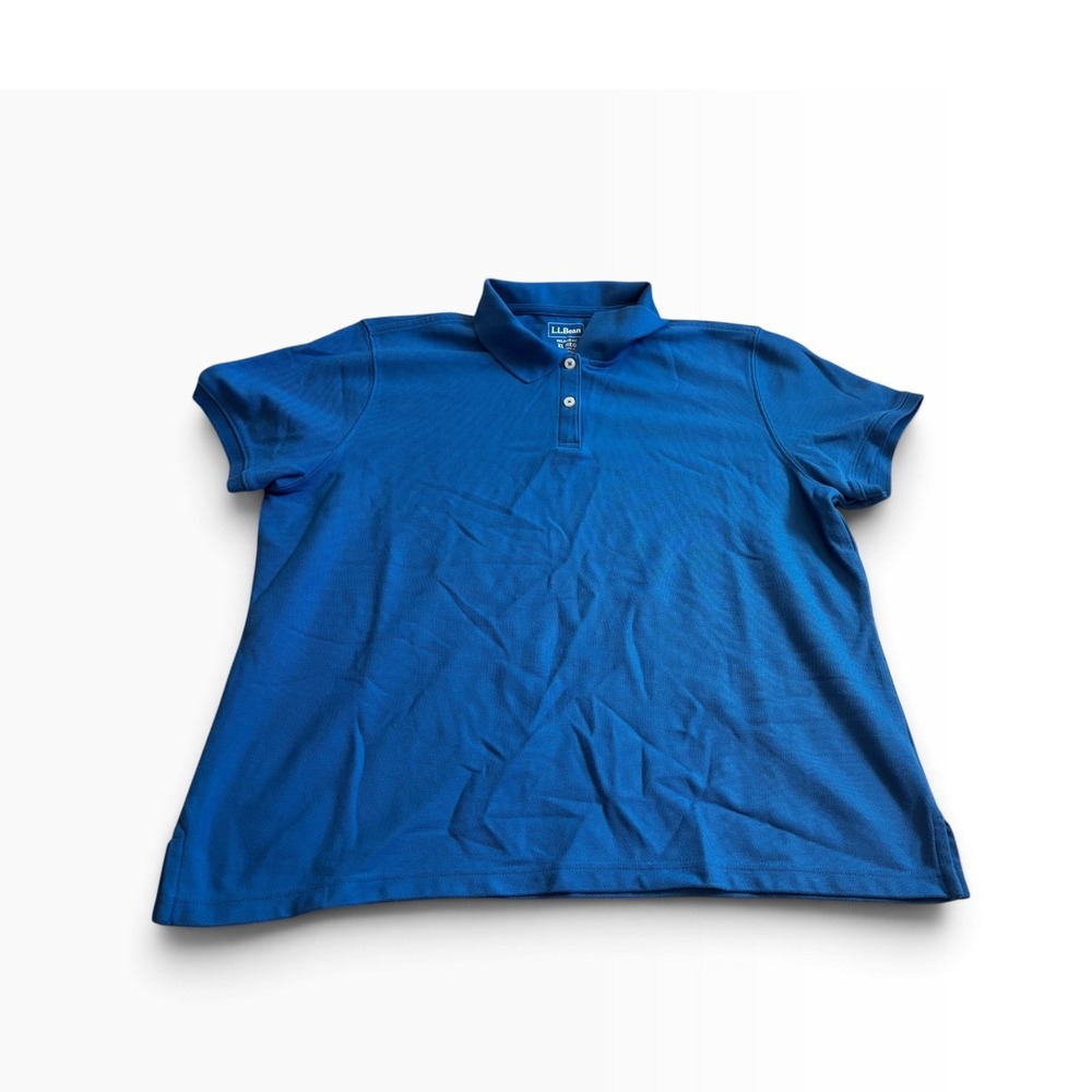L.L. Bean Polo Shirt XL Blue Relaxed Fit Short Sleeve Cotton Pique Classic